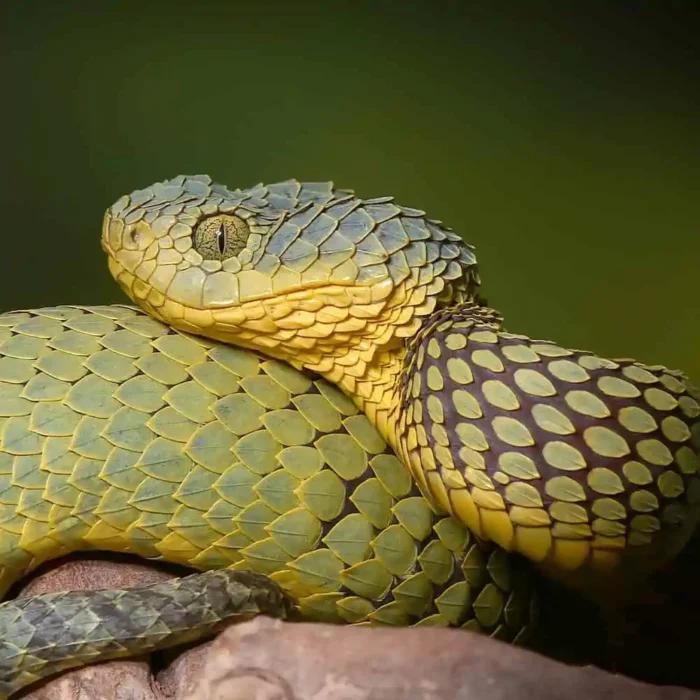 Adult Female Blue Crown Green Squamigera Bush Viper